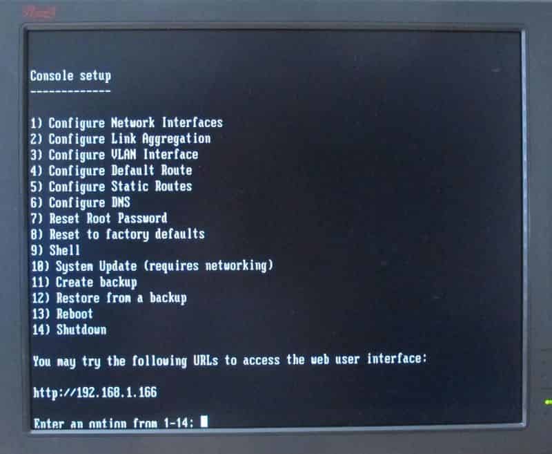 FreeNAS Booted up for First Time