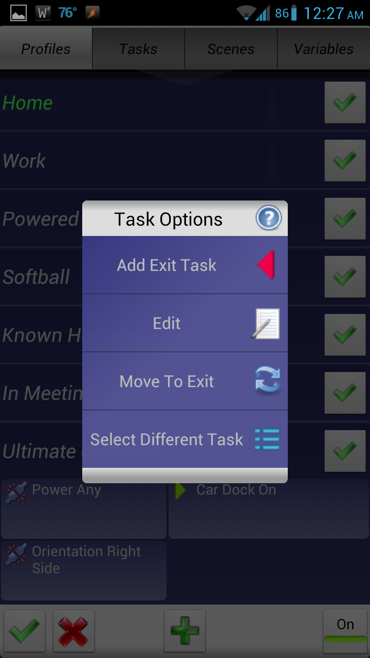 Setting Tasks to execute when exiting Profile